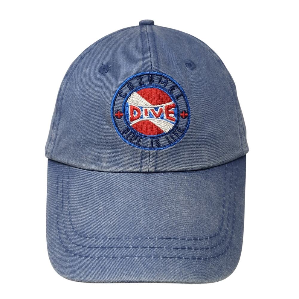 Cozumel Dive Is Life Strapback Baseball Cap Blue OS Adjustable Caribbean Side